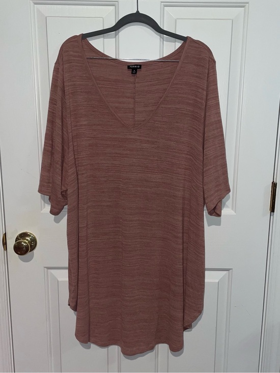 torrid Tops - Torrid Heather Rose Pink V-Neck Tunic Top Soft Stretch Womens Plus Sz 5 X US 28